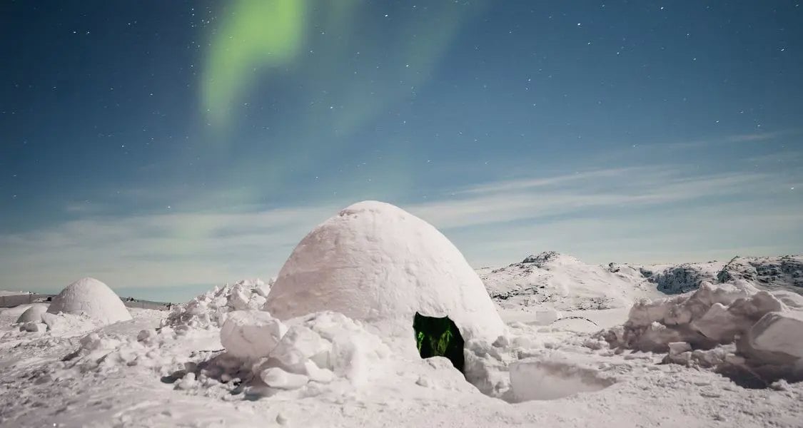 Vinter, iglo og nordlys i Ilulissat